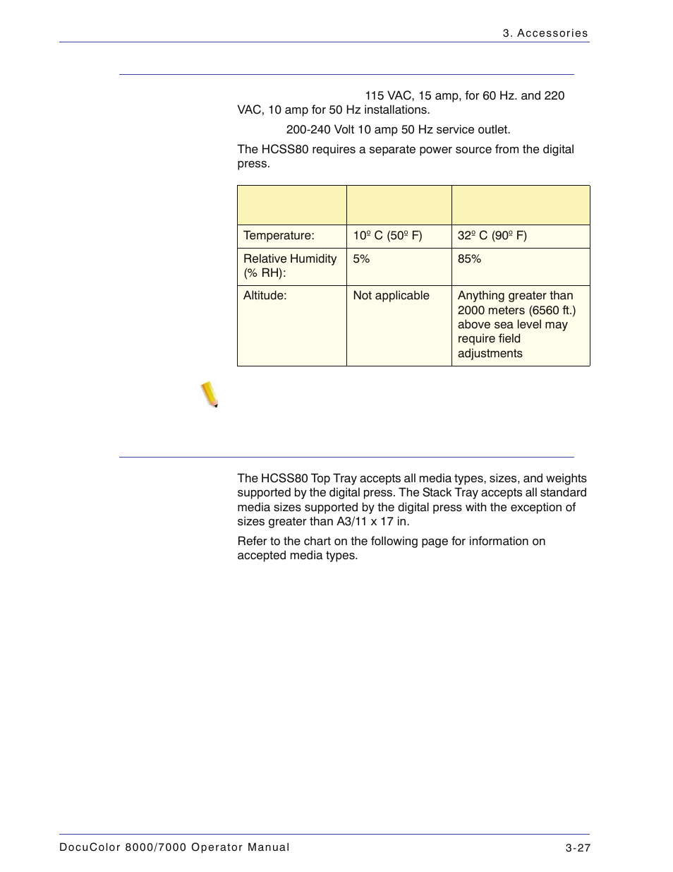 Electrical/environmental requirements, Paper stock specifications | Xerox DocuColor 7000  EN User Manual | Page 101 / 194