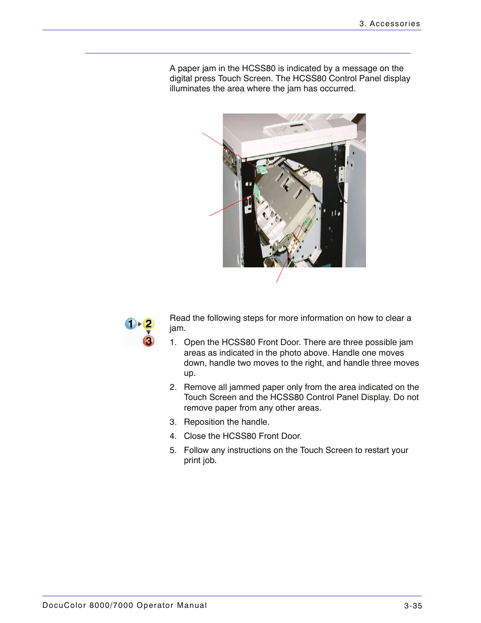 Jam clearance, Jam clearance -35 | Xerox DocuColor 7000  EN User Manual | Page 109 / 194