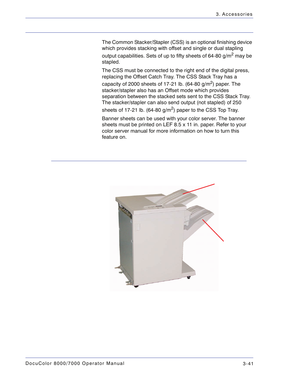 Common stacker/stapler (css), Identifying css parts, Common stacker/stapler (css) -41 | Identifying css parts -41 | Xerox DocuColor 7000  EN User Manual | Page 115 / 194