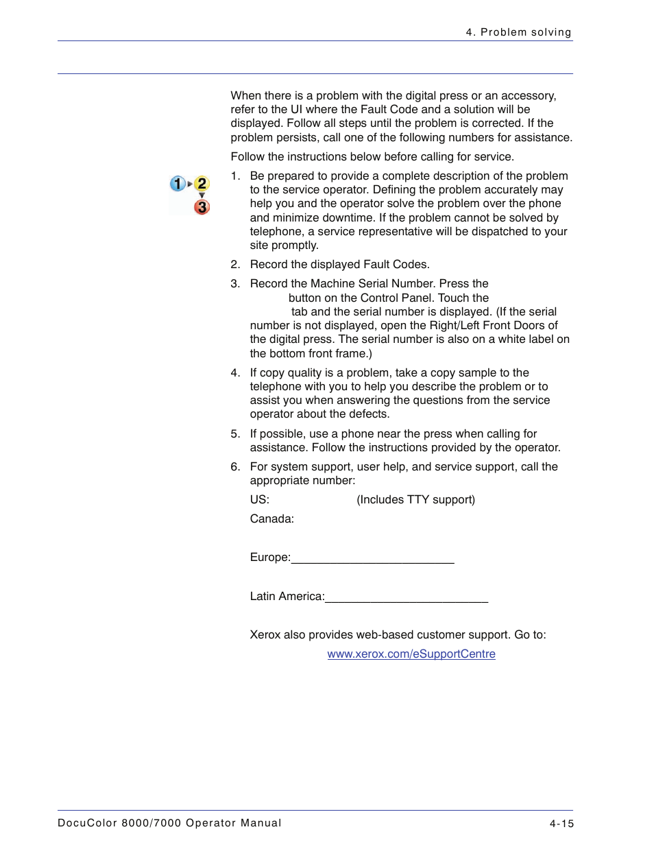 Fault codes, Fault codes -15 | Xerox DocuColor 7000  EN User Manual | Page 145 / 194