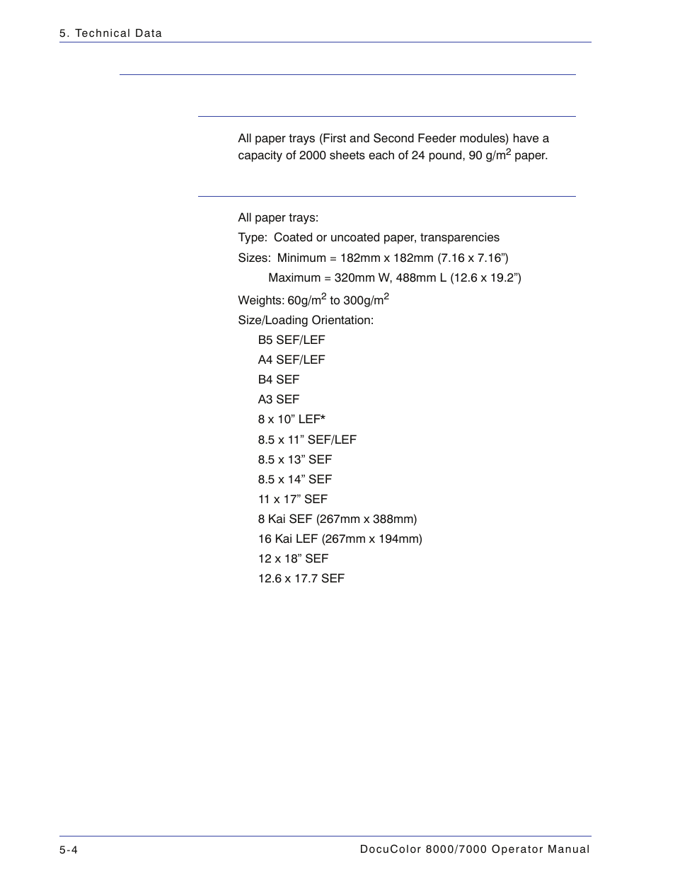 Capabilities, Tray capacity, Throughput | Capabilities -4, Tray capacity -4 throughput -4 | Xerox DocuColor 7000  EN User Manual | Page 150 / 194