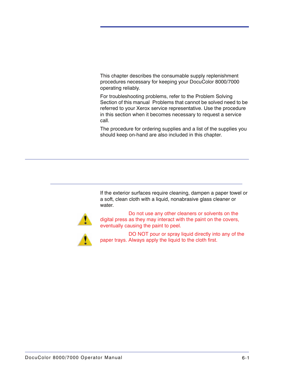 Maintenance, Cleaning procedures, Cleaning the digital press | Cleaning procedures -1, Cleaning the digital press -1 | Xerox DocuColor 7000  EN User Manual | Page 155 / 194