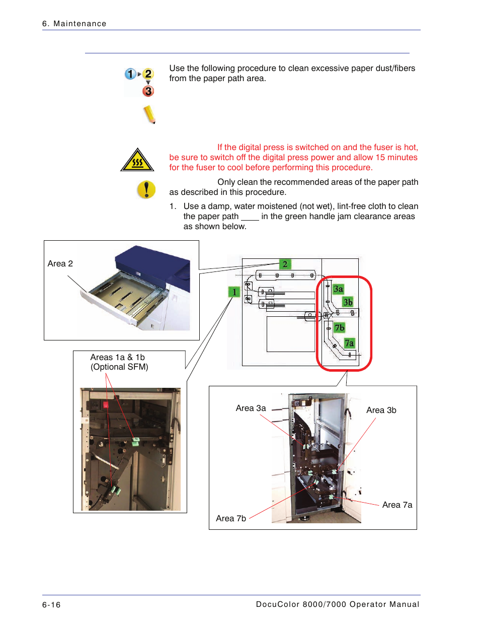 Cleaning the paper path, Cleaning the paper path -16 | Xerox DocuColor 7000  EN User Manual | Page 170 / 194