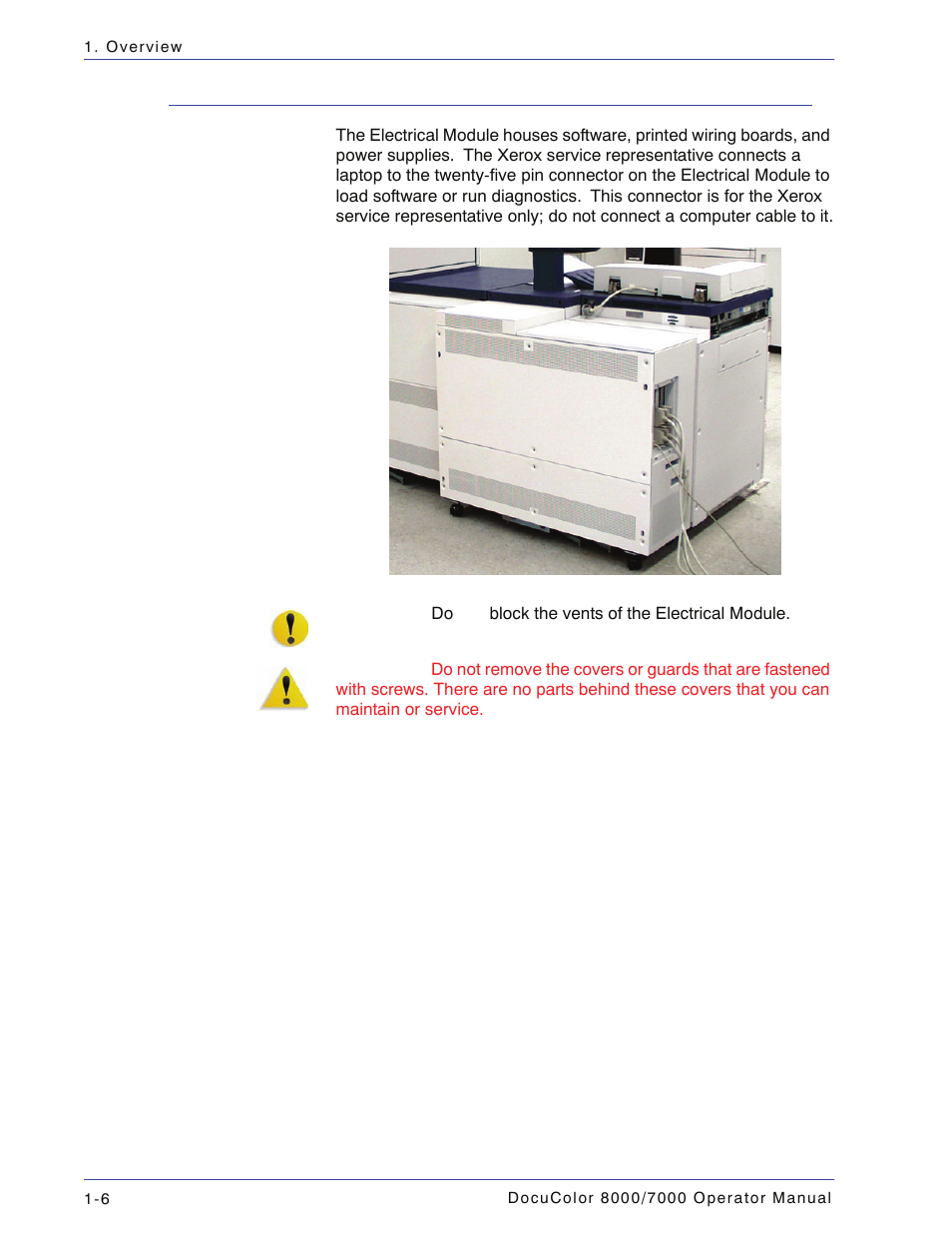 Electrical module, Electrical module -6 | Xerox DocuColor 7000  EN User Manual | Page 32 / 194