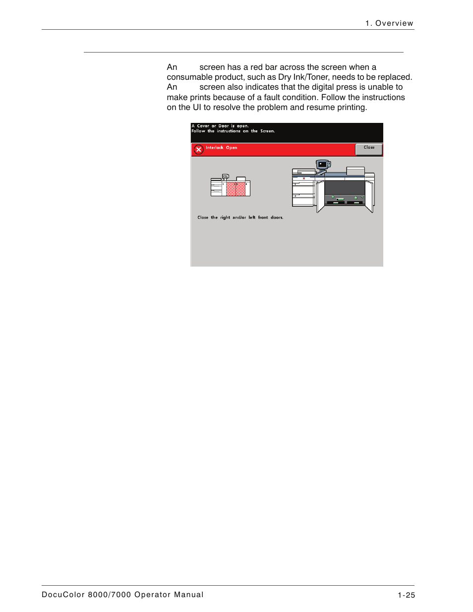 Alert screens, Alert screens -25 | Xerox DocuColor 7000  EN User Manual | Page 51 / 194