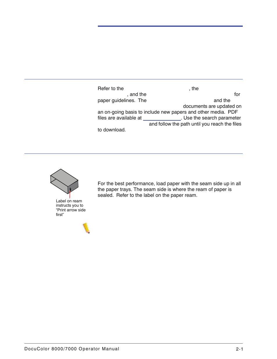 Paper and paper trays, Recommended materials list (rml), Paper handling | Xerox DocuColor 7000  EN User Manual | Page 57 / 194