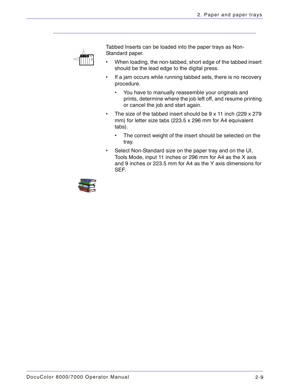 Tabbed inserts, Tabbed inserts -9 | Xerox DocuColor 7000  EN User Manual | Page 65 / 194