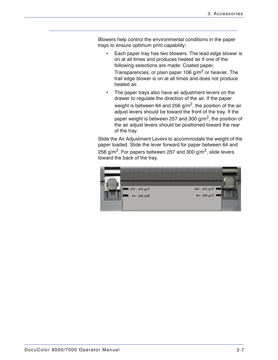 Paper trays air adjustment, Paper trays air adjustment -7 | Xerox DocuColor 7000  EN User Manual | Page 81 / 194