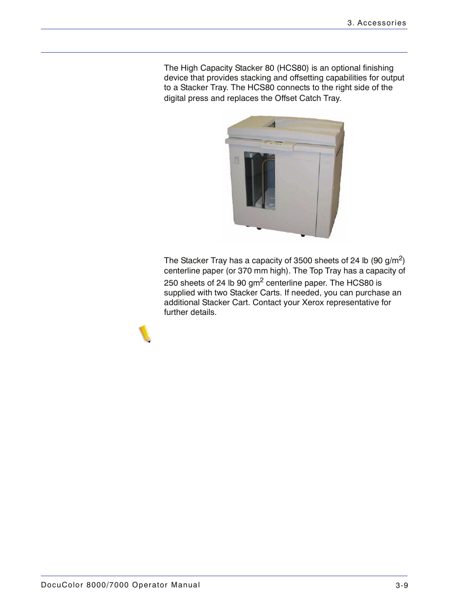 High capacity stacker 80, High capacity stacker 80 -9 | Xerox DocuColor 7000  EN User Manual | Page 83 / 194