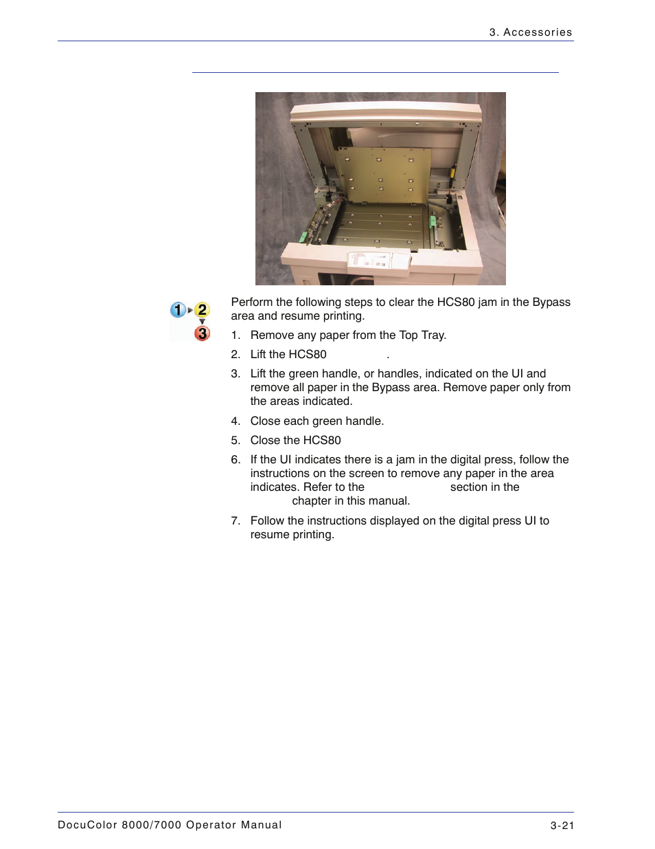 Clear bypass area jam, Clear bypass area jam -21 | Xerox DocuColor 7000  EN User Manual | Page 95 / 194