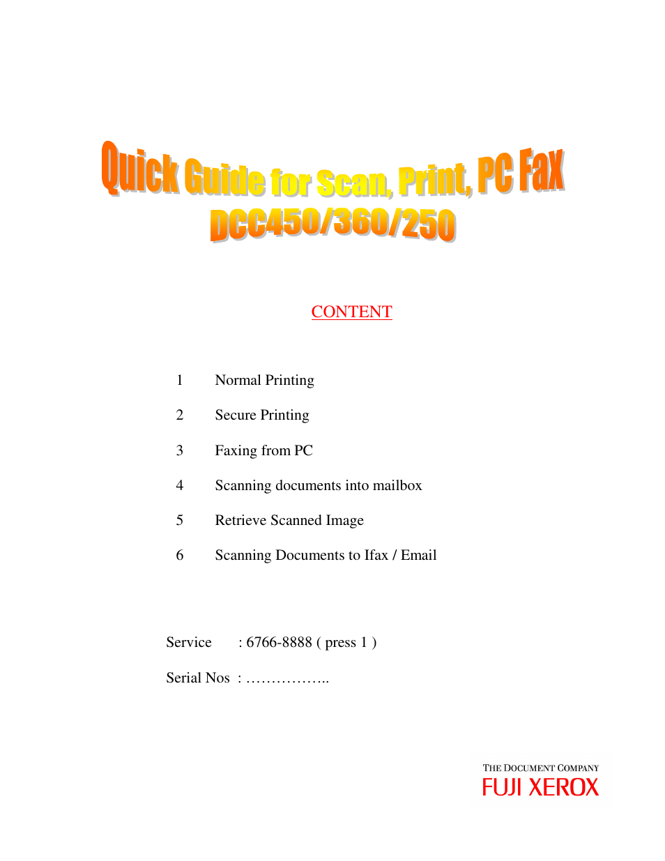 Xerox DCC360 User Manual | 7 pages
