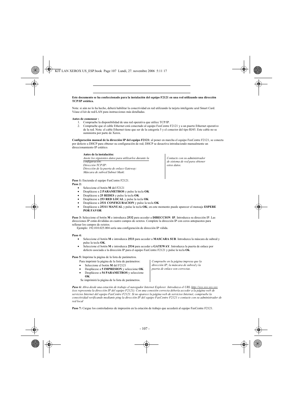 Xerox FaxCentre F2121 User Manual | Page 107 / 112