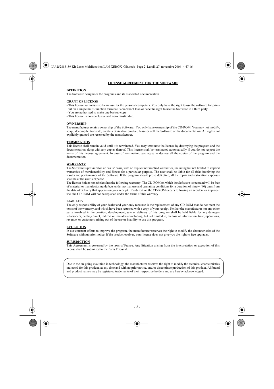 Xerox FaxCentre F2121 User Manual | Page 2 / 112
