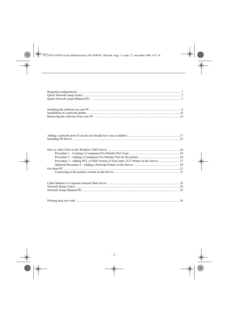Xerox FaxCentre F2121 User Manual | Page 3 / 112