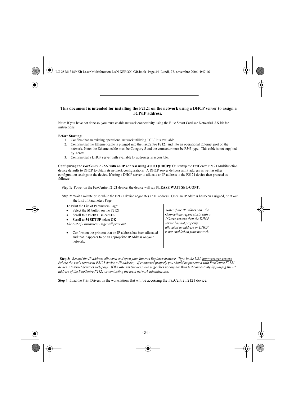 Xerox FaxCentre F2121 User Manual | Page 34 / 112