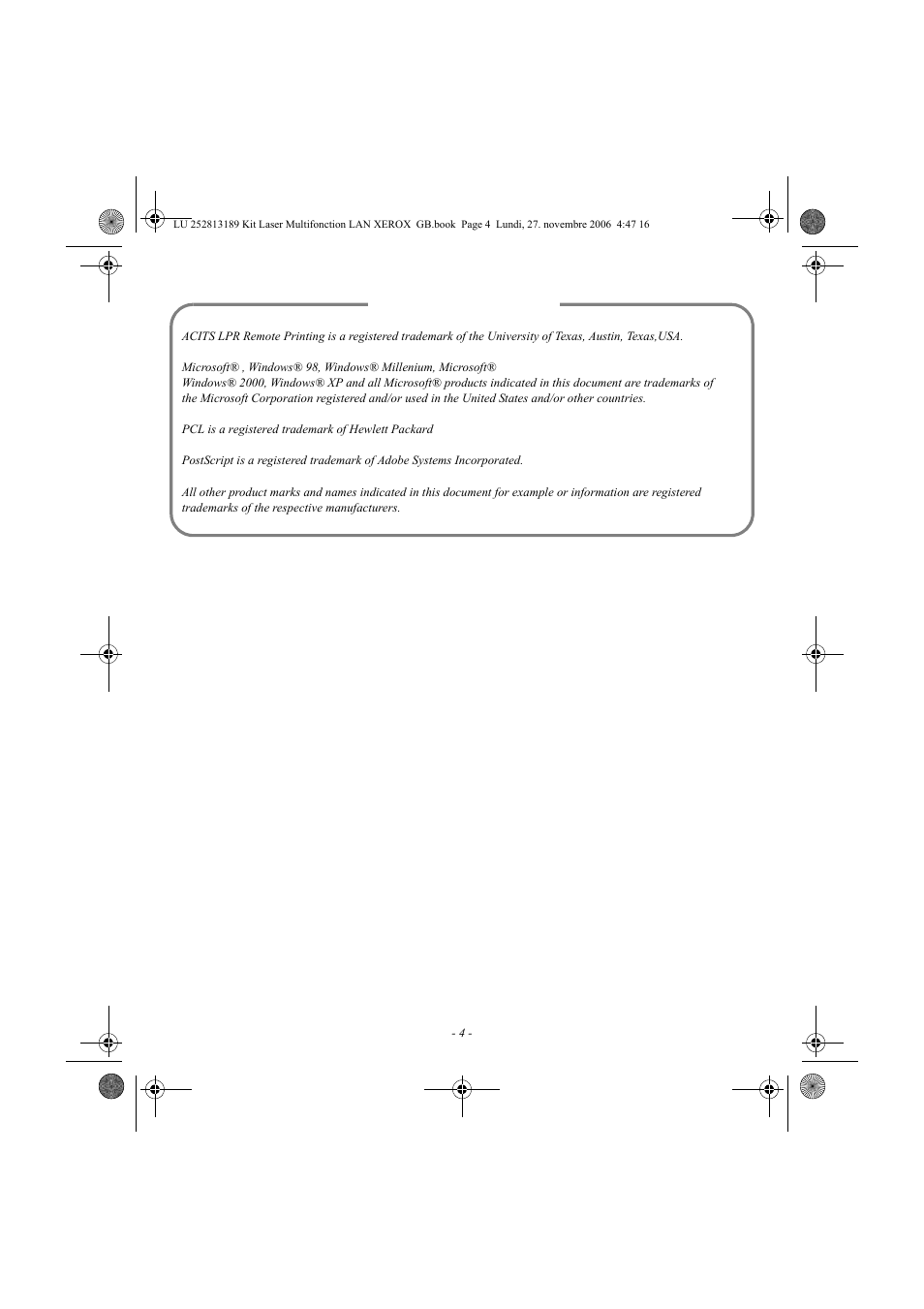 Information | Xerox FaxCentre F2121 User Manual | Page 4 / 112