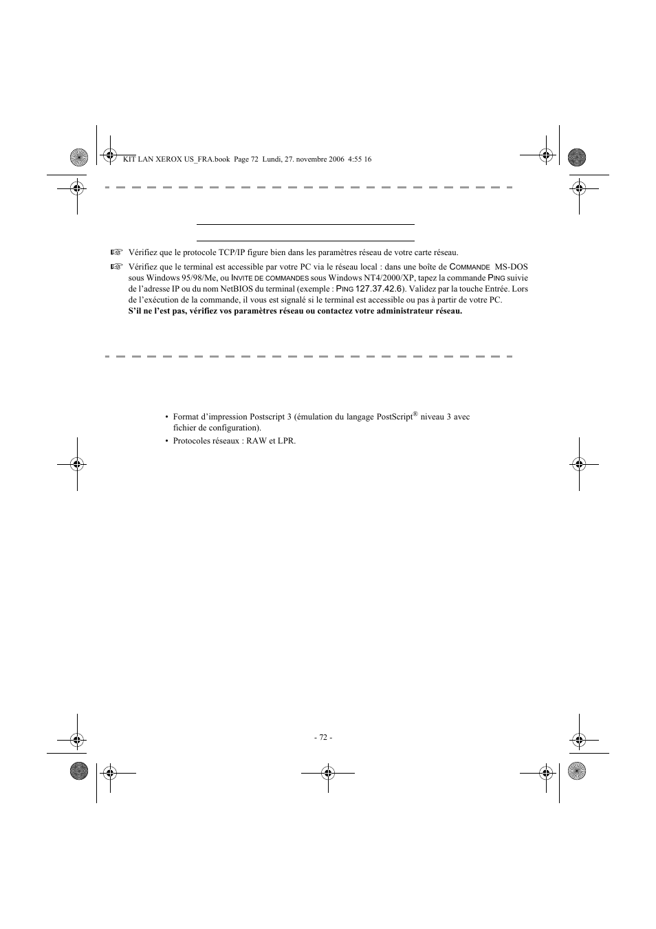 Ncidents, Aractéristiques, Techniques | Xerox FaxCentre F2121 User Manual | Page 72 / 112