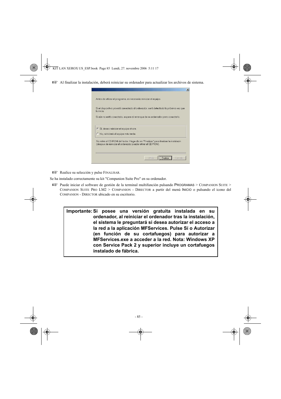 Xerox FaxCentre F2121 User Manual | Page 85 / 112