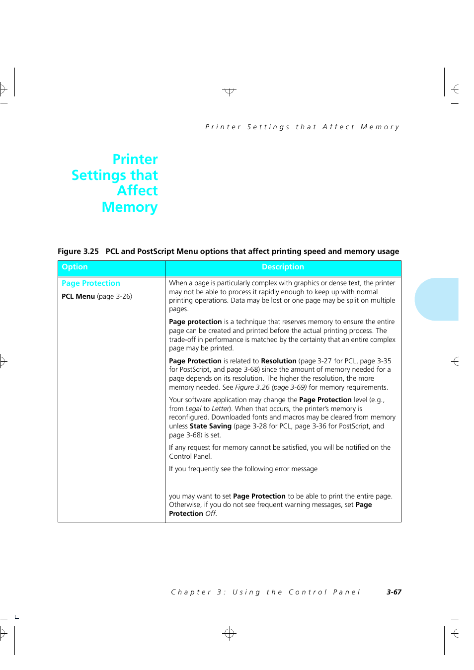 Printer settings that affect memory | Xerox 4505/4505ps User Manual | Page 113 / 286