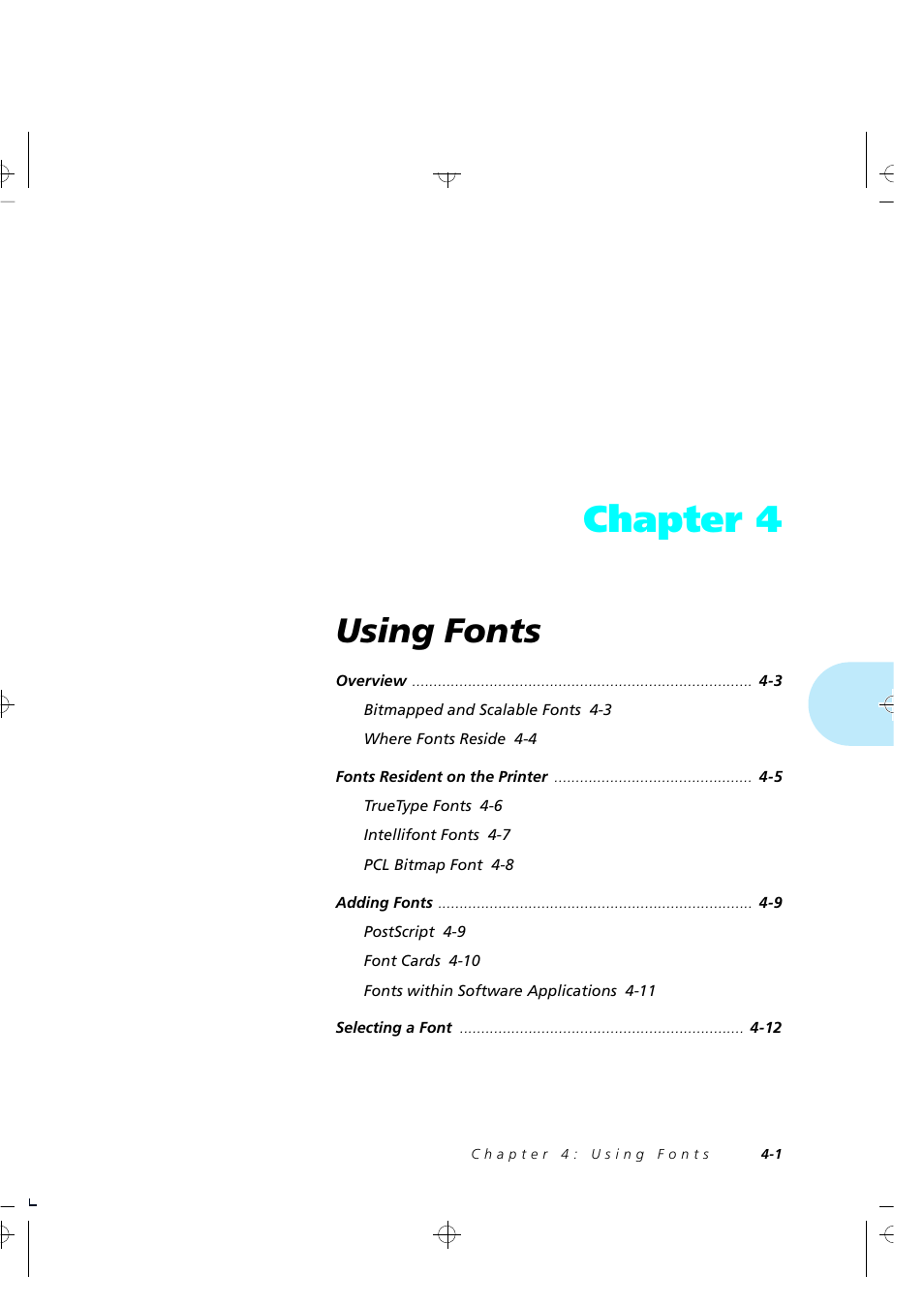 Chapter 4, Using fonts | Xerox 4505/4505ps User Manual | Page 117 / 286
