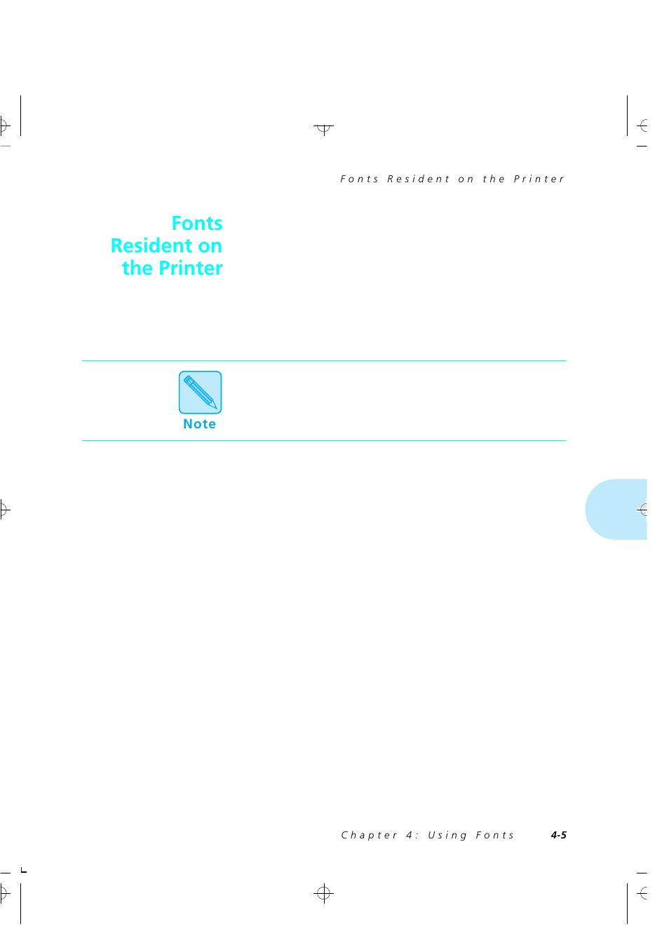 Fonts resident on the printer | Xerox 4505/4505ps User Manual | Page 121 / 286