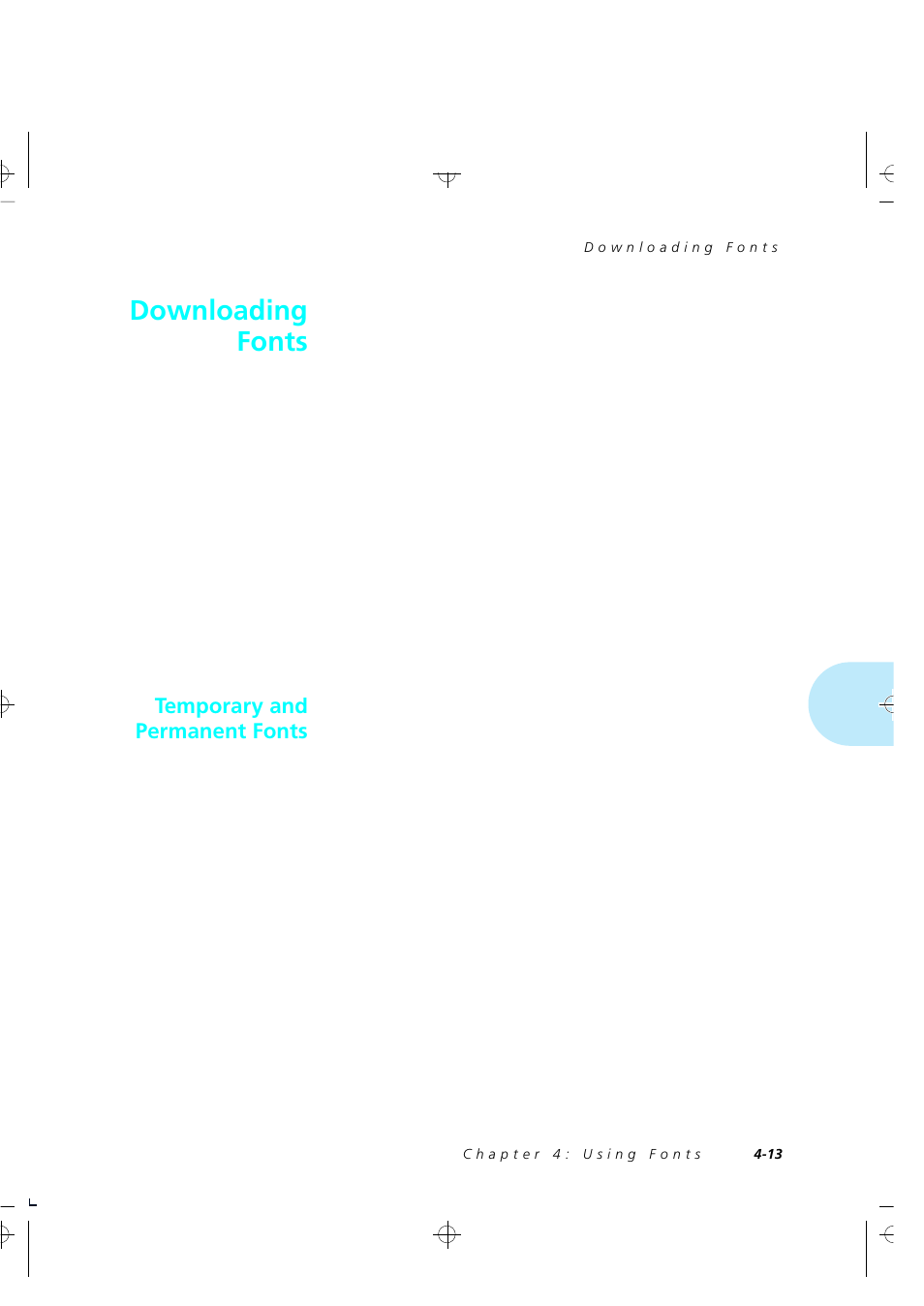 Downloading fonts, Temporary and permanent fonts | Xerox 4505/4505ps User Manual | Page 129 / 286