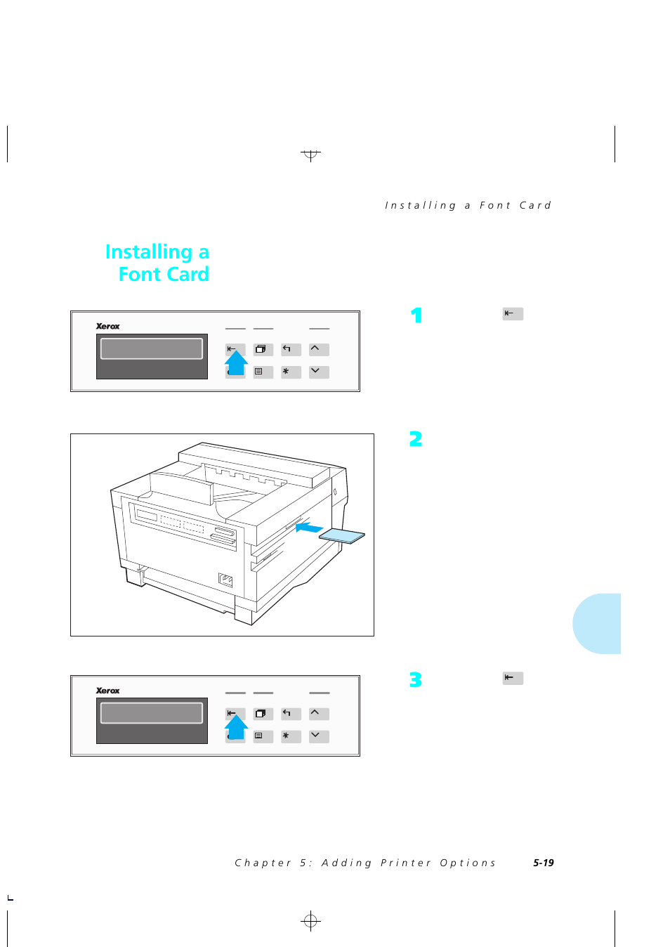 Installing a font card | Xerox 4505/4505ps User Manual | Page 151 / 286