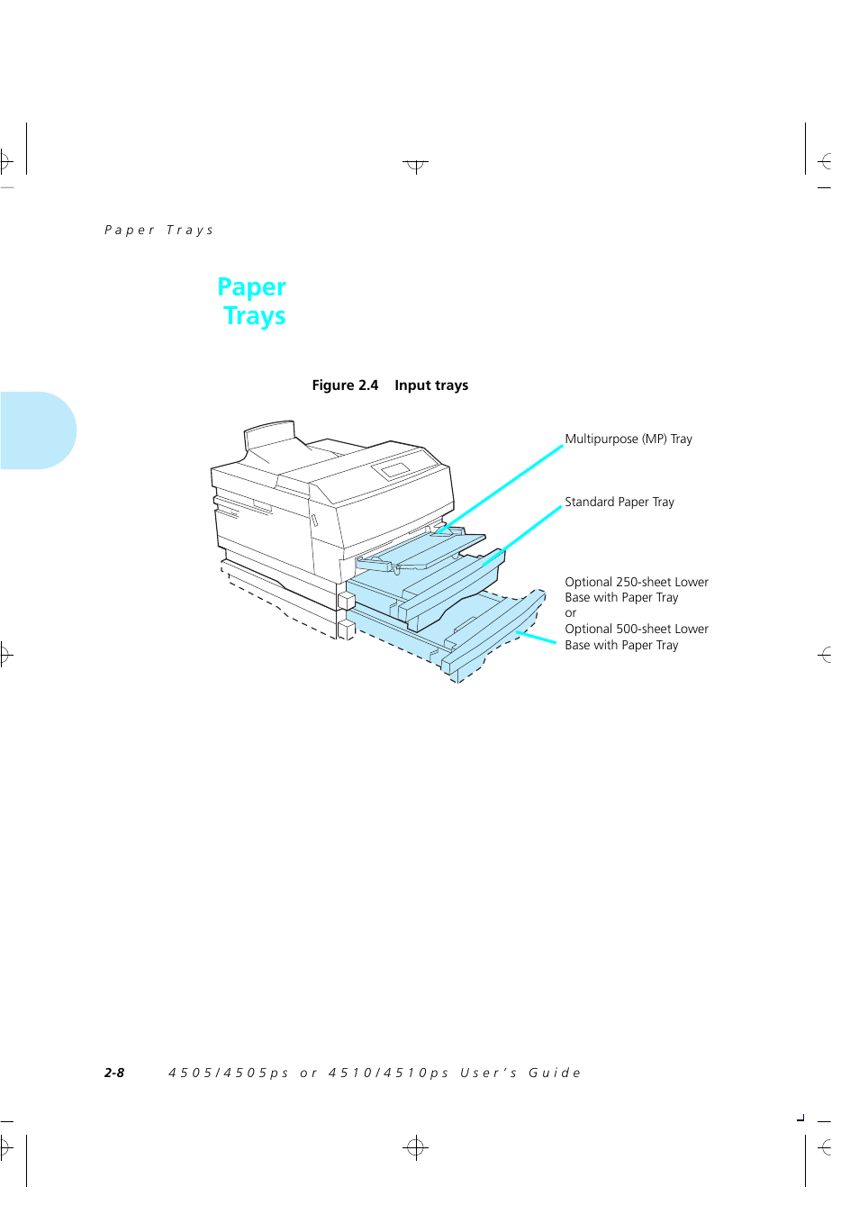 Paper trays | Xerox 4505/4505ps User Manual | Page 20 / 286