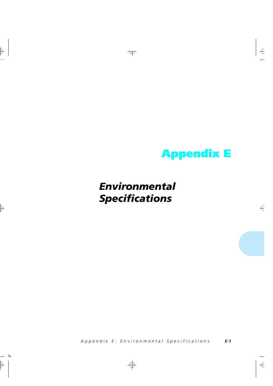 Appendix e, Environmental specifications | Xerox 4505/4505ps User Manual | Page 259 / 286