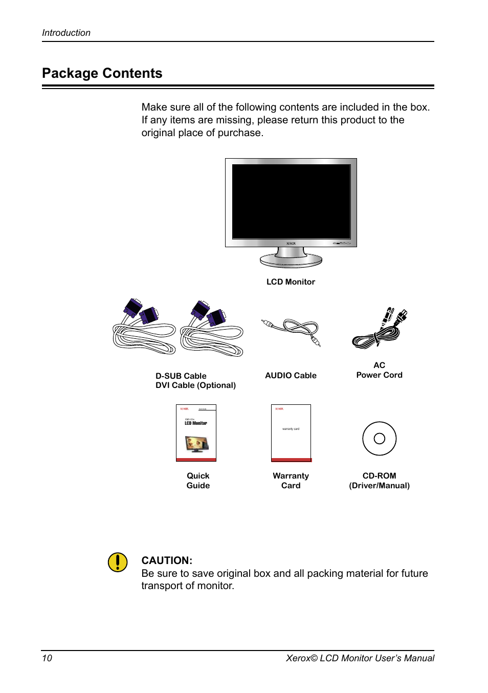 Package contents | Xerox XM3-22w User Manual | Page 11 / 31