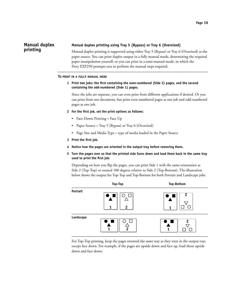 Manual duplex printing | Xerox DocuColor 250 User Manual | Page 16 / 30