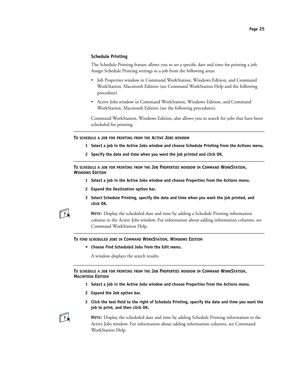 Schedule printing | Xerox DocuColor 250 User Manual | Page 25 / 30