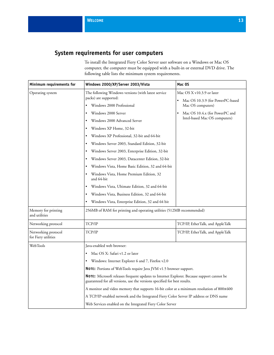 System requirements for user computers | Xerox 45072712 User Manual | Page 13 / 15