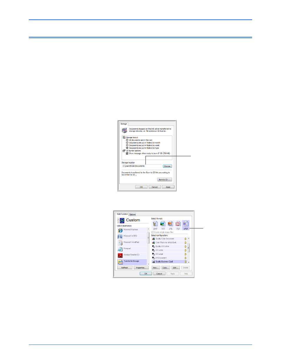 Transferring scanned documents to storage | Xerox DocuMate 752 User Manual | Page 33 / 70