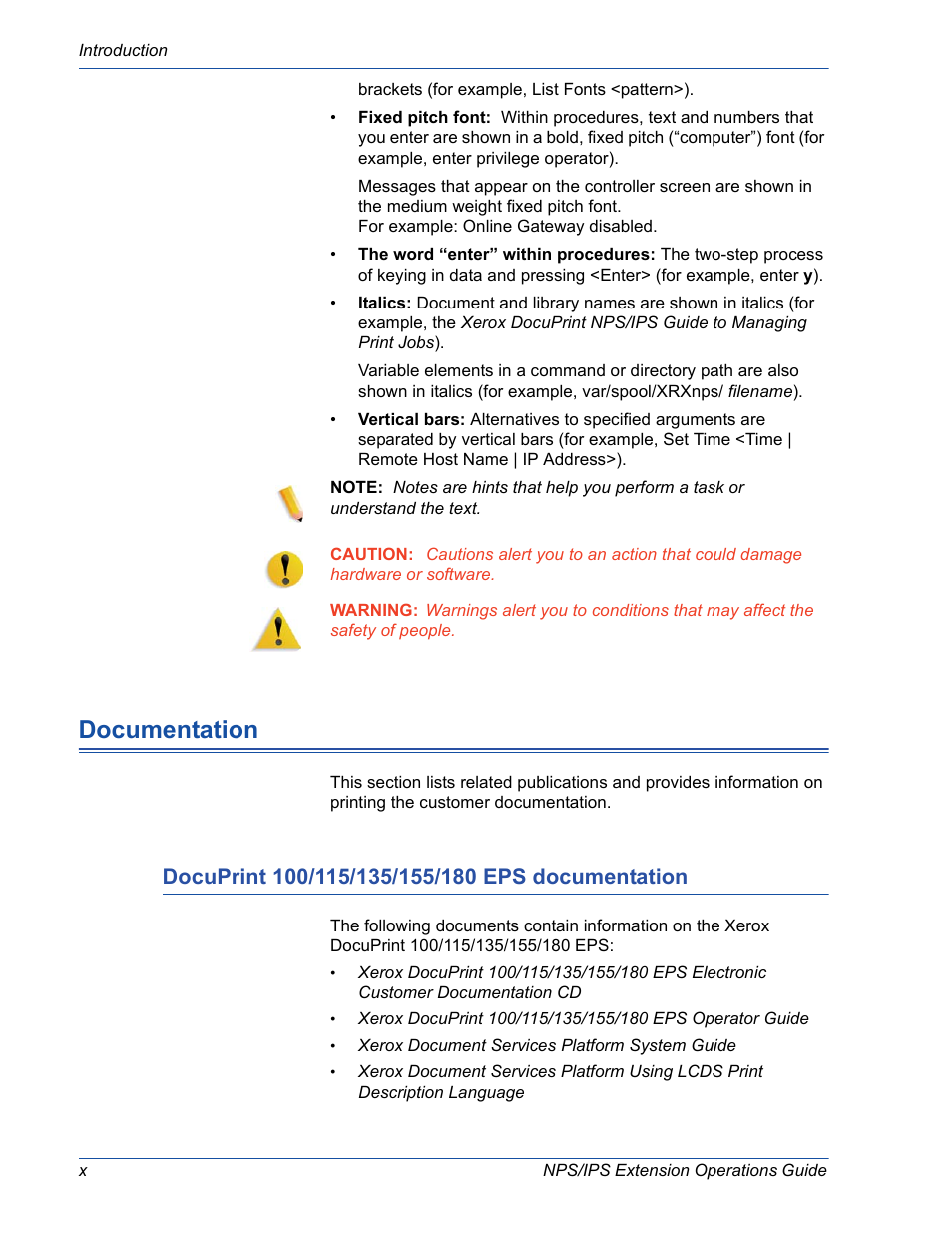 Documentation, Docuprint 100/115/135/155/180 eps documentation | Xerox 115 User Manual | Page 12 / 34