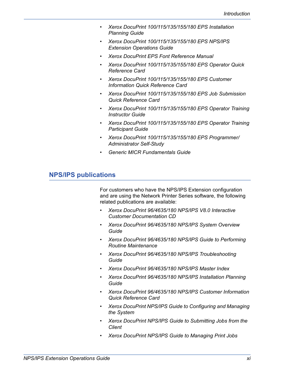 Nps/ips publications | Xerox 115 User Manual | Page 13 / 34