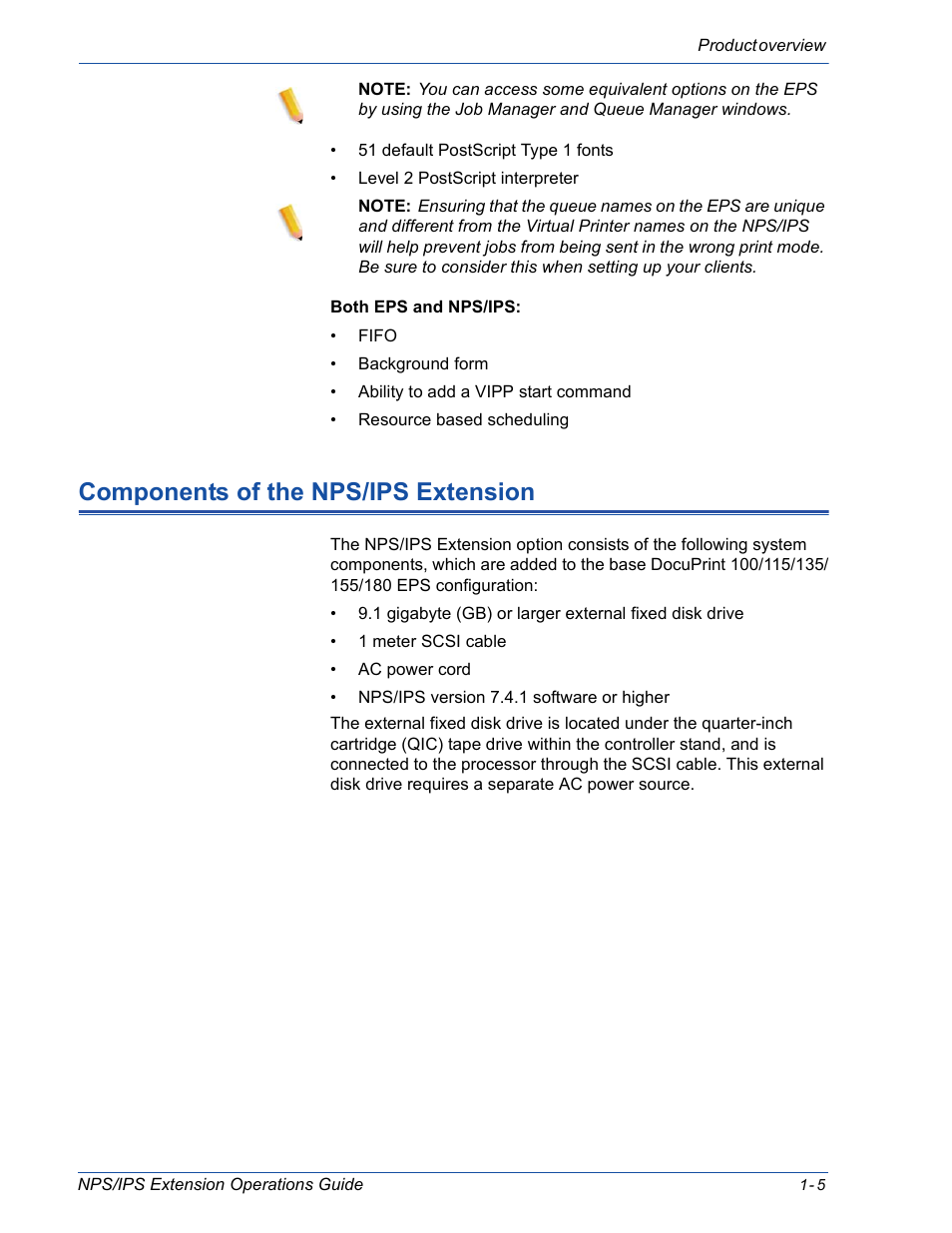 Components of the nps/ips extension, Components of the nps/ips extension -5 | Xerox 115 User Manual | Page 21 / 34