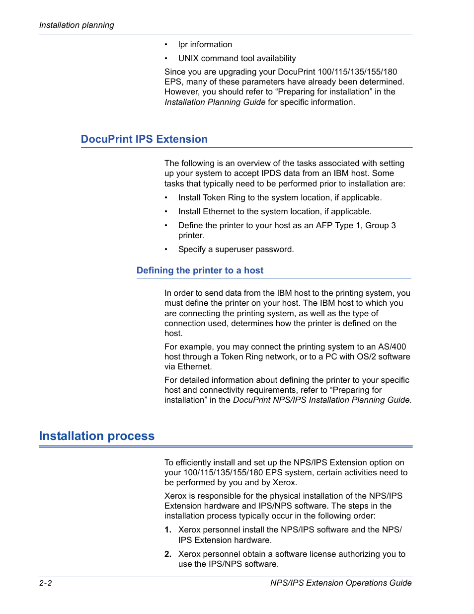 Docuprint ips extension, Installation process, Docuprint ips extension -2 | Installation process -2 | Xerox 115 User Manual | Page 24 / 34