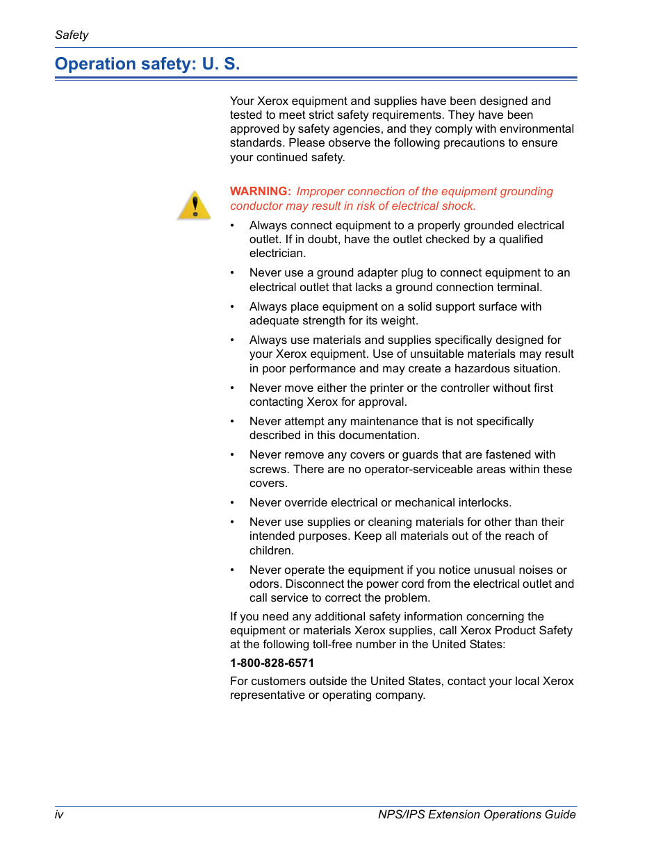 Operation safety: u. s | Xerox 115 User Manual | Page 6 / 34