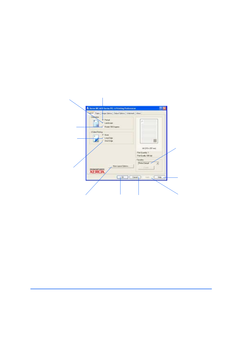 Layout tab | Xerox M20/M20i User Manual | Page 126 / 215