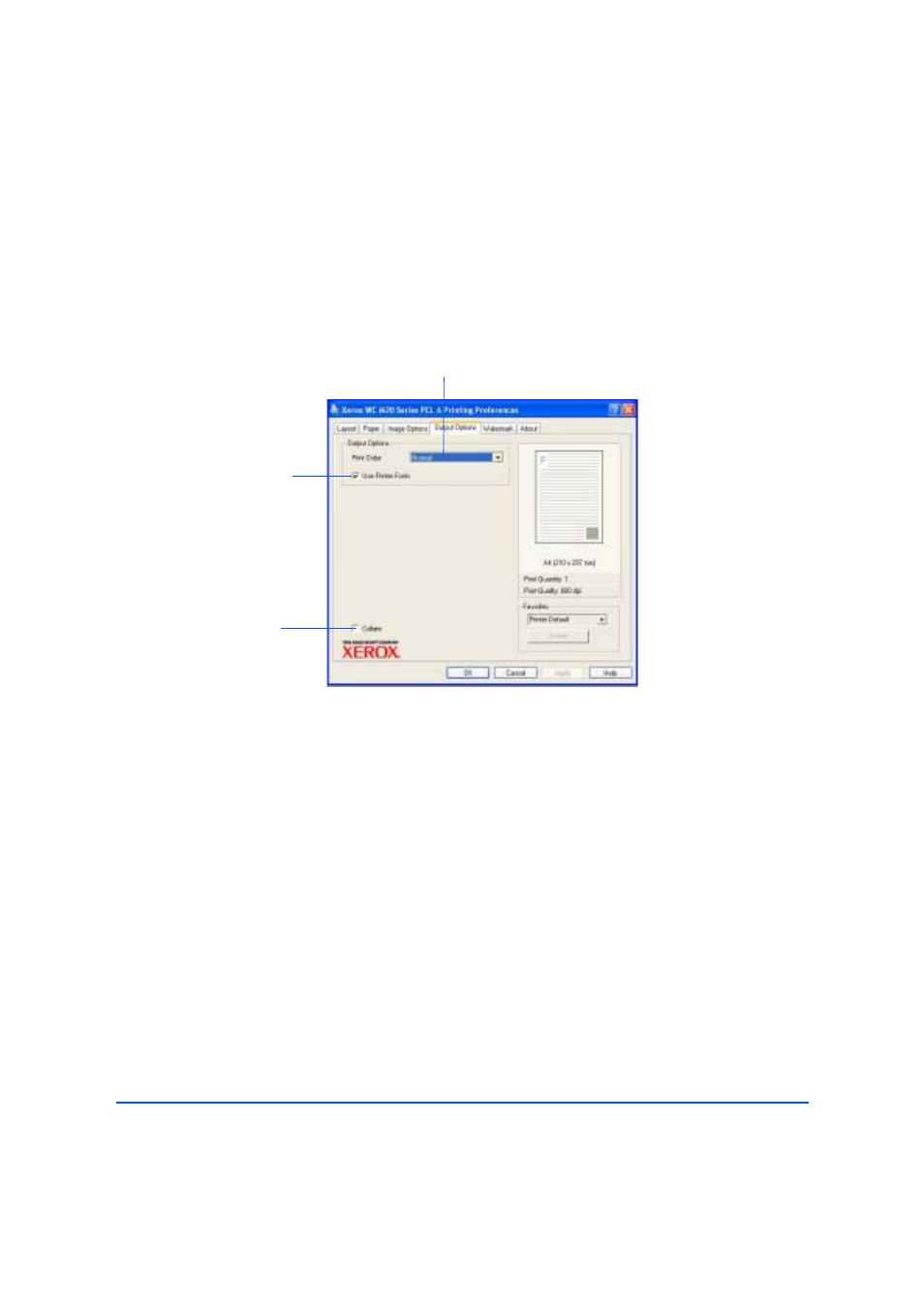 Output options tab | Xerox M20/M20i User Manual | Page 129 / 215