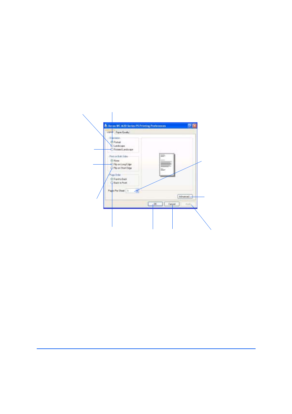 Layout tab | Xerox M20/M20i User Manual | Page 133 / 215