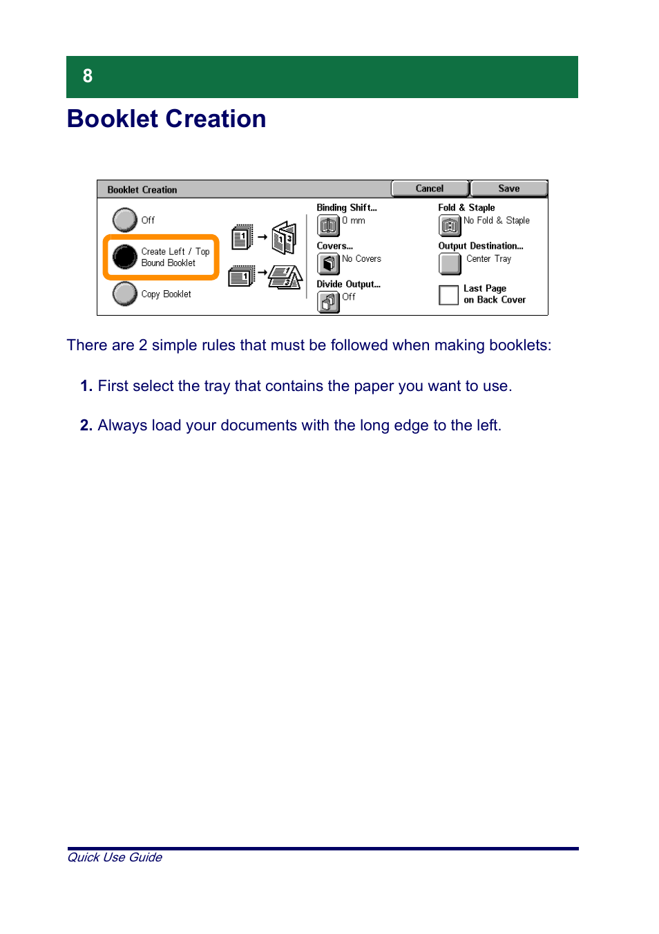 Booklet creation | Xerox XT3008EN0-2 User Manual | Page 10 / 30