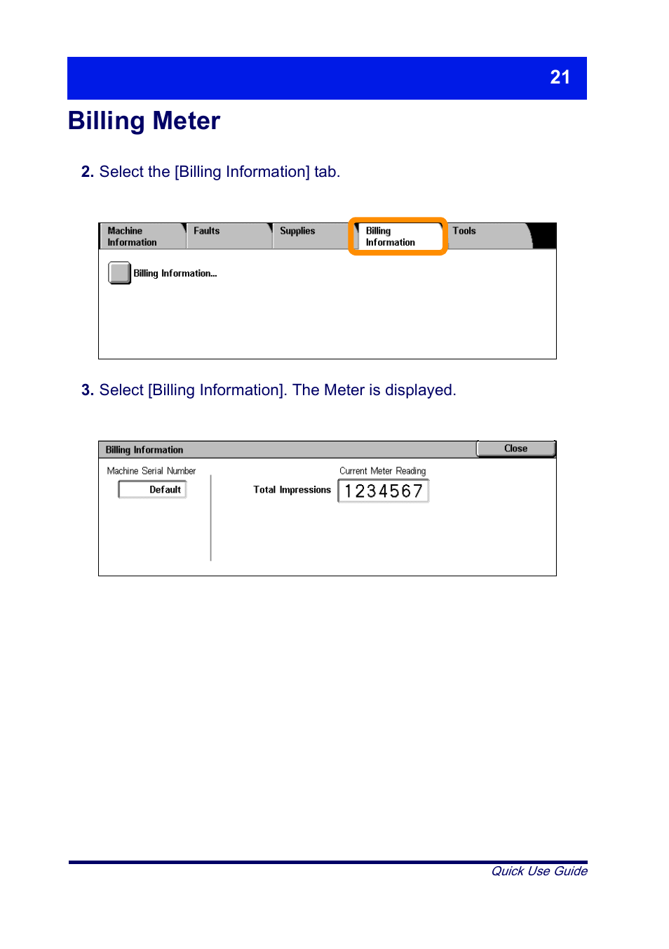 Billing meter | Xerox XT3008EN0-2 User Manual | Page 23 / 30