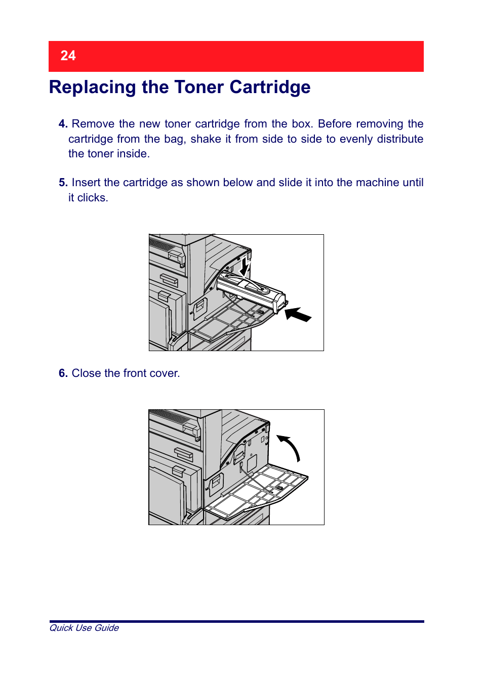 Replacing the toner cartridge | Xerox XT3008EN0-2 User Manual | Page 26 / 30