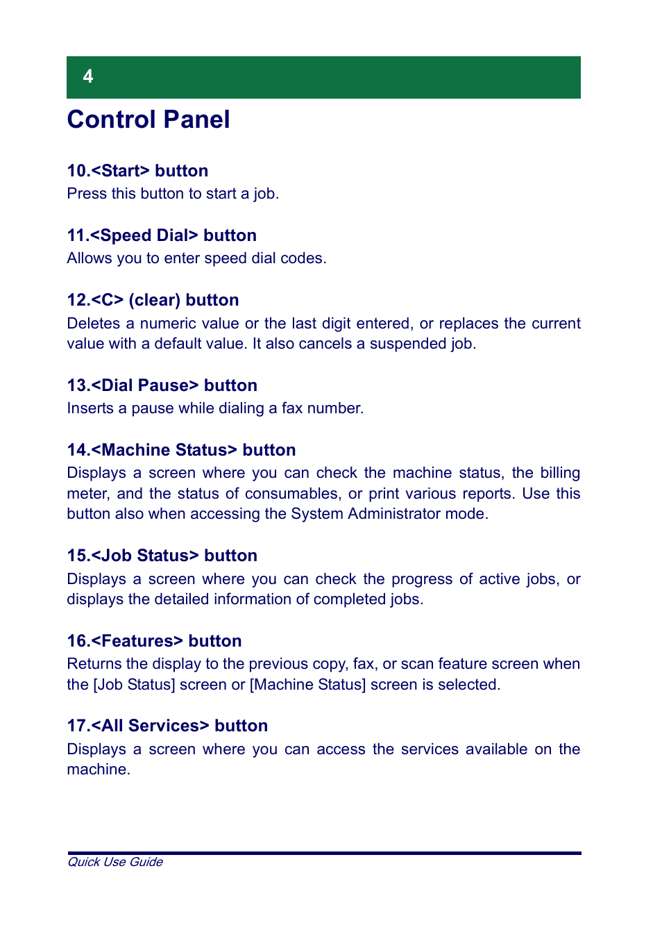 Control panel | Xerox XT3008EN0-2 User Manual | Page 6 / 30
