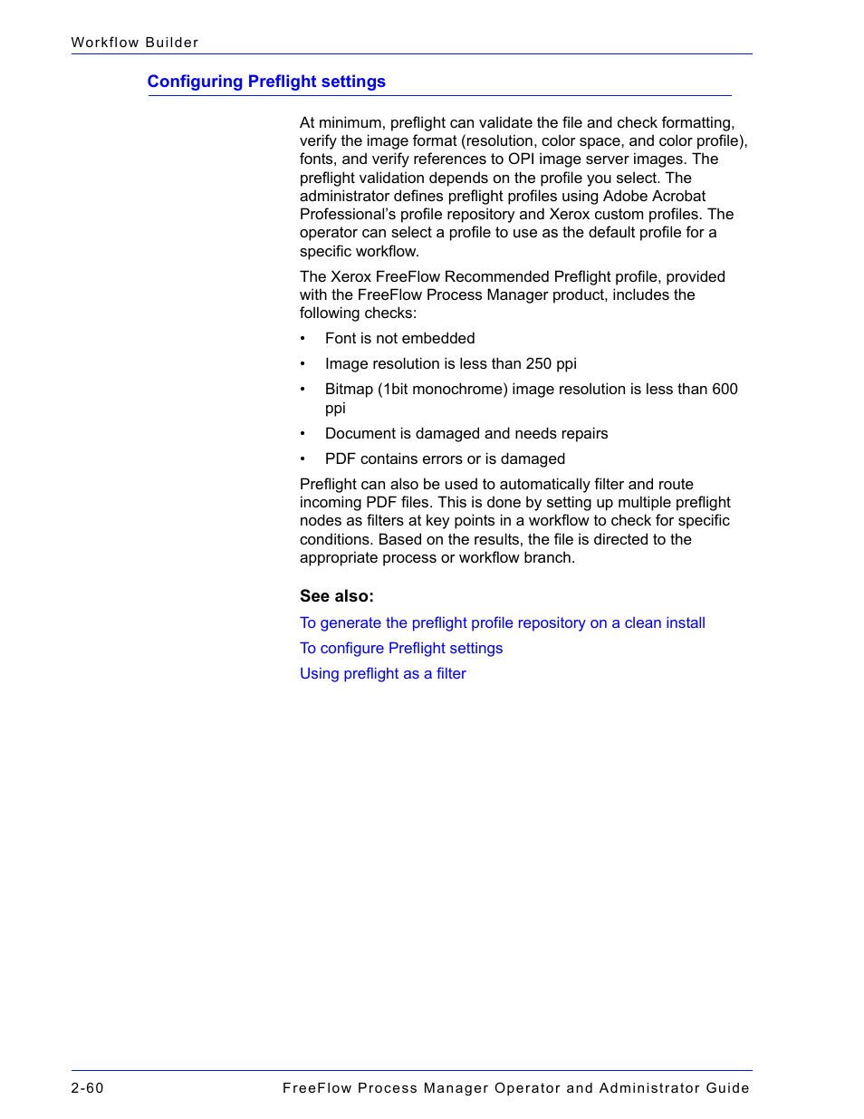 Configuring preflight settings -60 | Xerox 701P47169 User Manual | Page 112 / 308