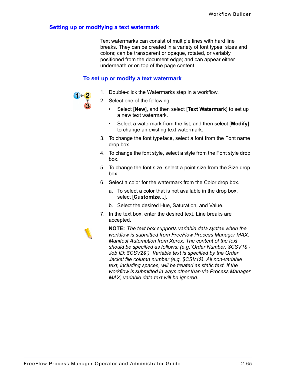 Setting up or modifying a text watermark -65 | Xerox 701P47169 User Manual | Page 117 / 308