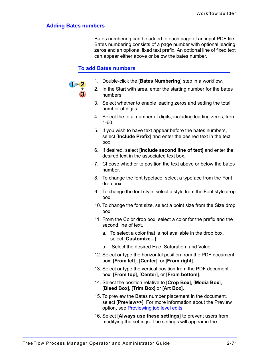 Adding bates numbers -71 | Xerox 701P47169 User Manual | Page 123 / 308