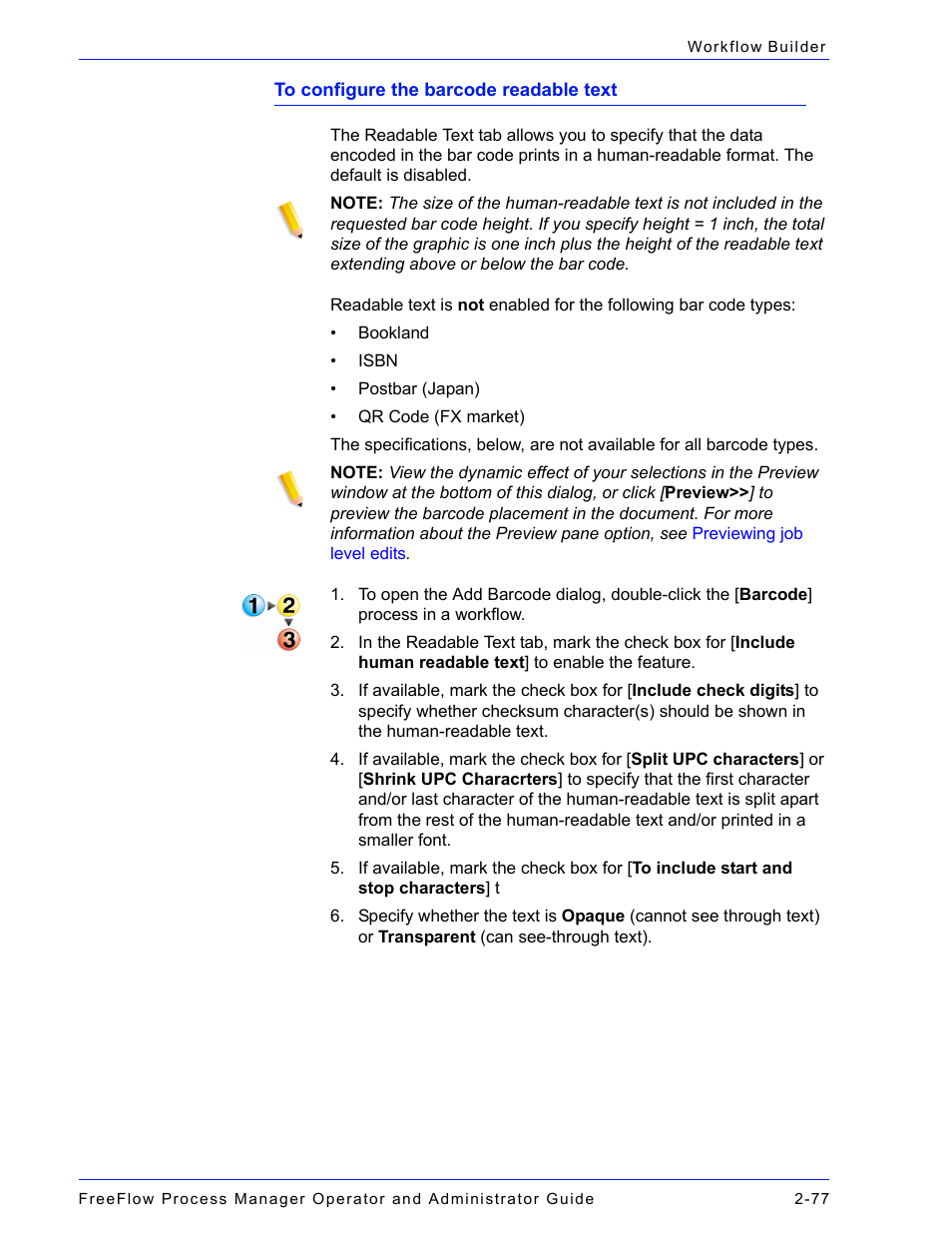 To configure the barcode readable text | Xerox 701P47169 User Manual | Page 129 / 308